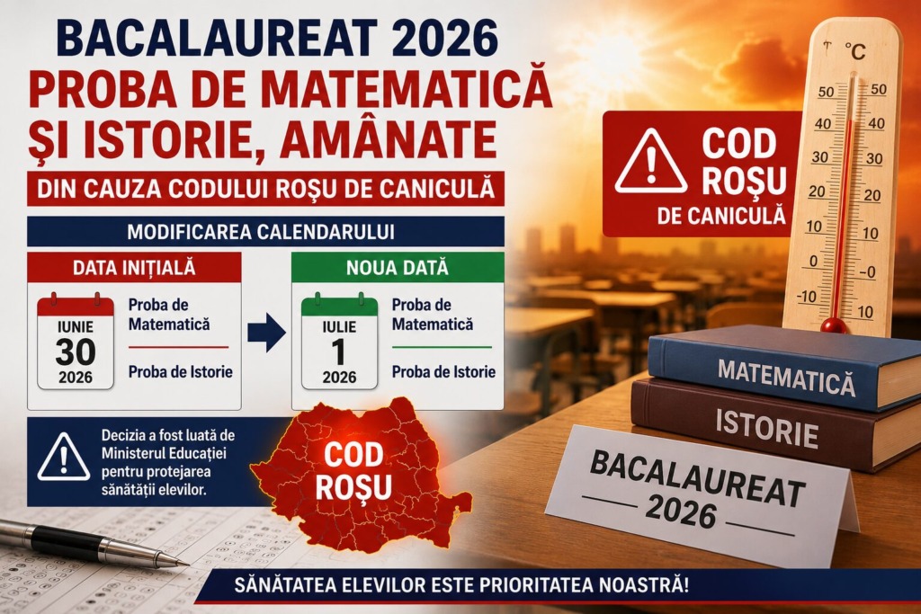 ULTIMA ORĂ! S-a amânat BACALAUREATUL! Calendarul examenului de BAC 2026 a fost modificat, în premieră, din cauza codului roșu de caniculă