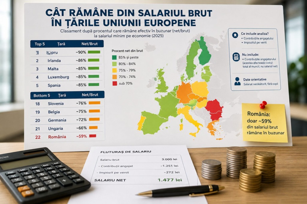 Top „tax wedge” (povara fiscală pe muncă) în Europa. Cum stă România
